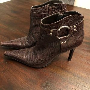 CARLOS SANTANA Brown Leather Ankle Boots Stiletto